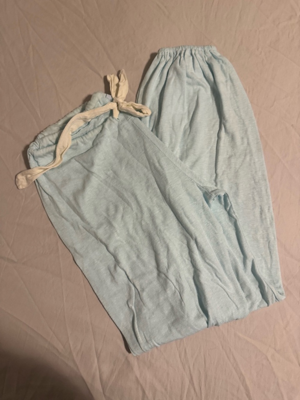 Eberjey Pale Blue Lounge Pants with Cream Drawstring